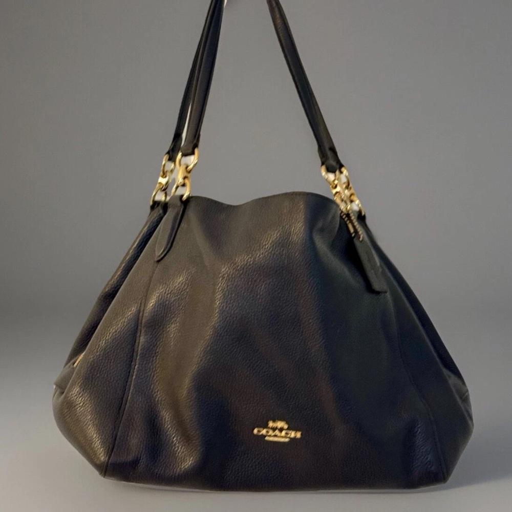 RARE Coach Navy Edie 31 Refined pebble Leather Slouchy Shoulder Bag 80268